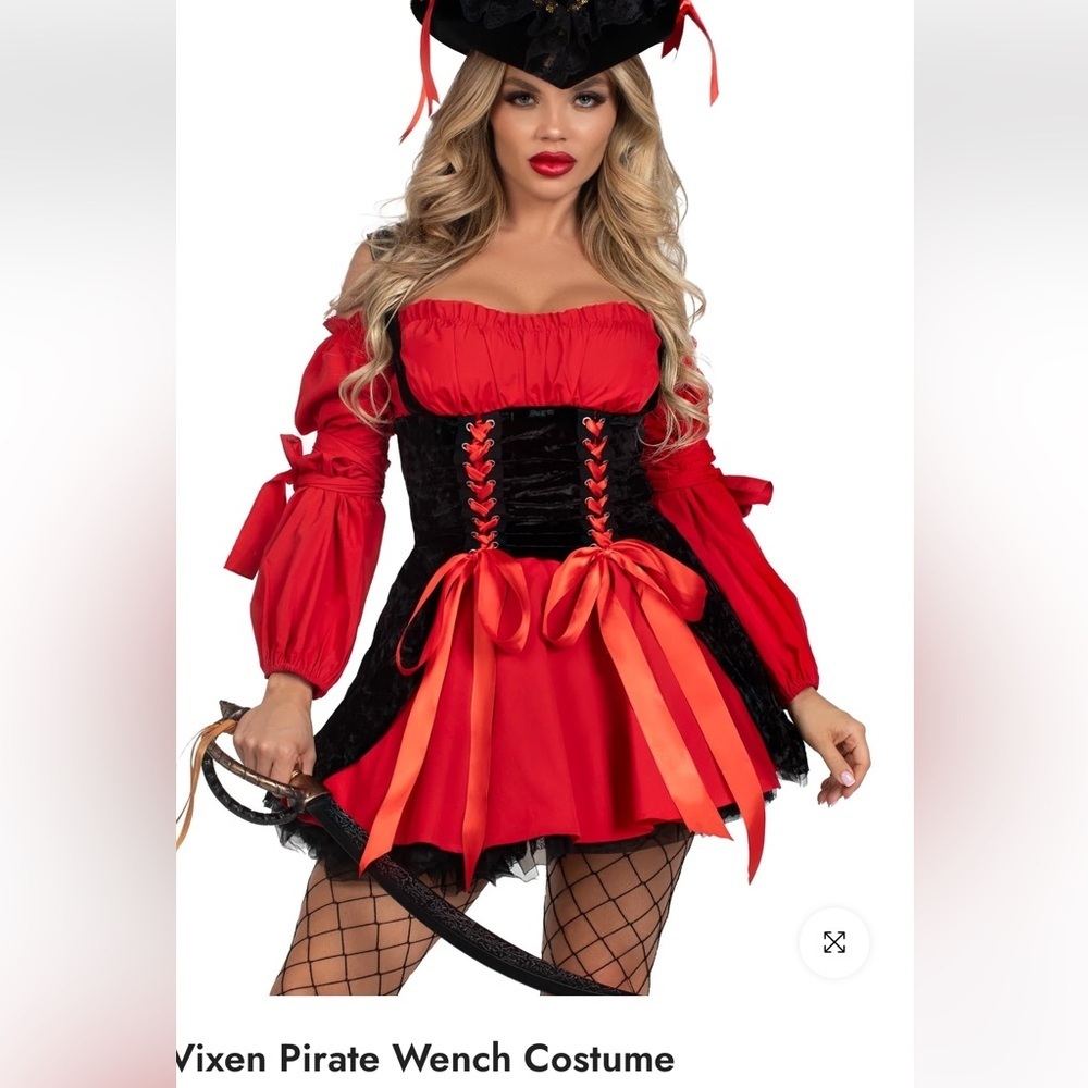 Leg Avenue Vixen Pirate Wench Red and Black Costume. DRESS ONLY. Size Large.